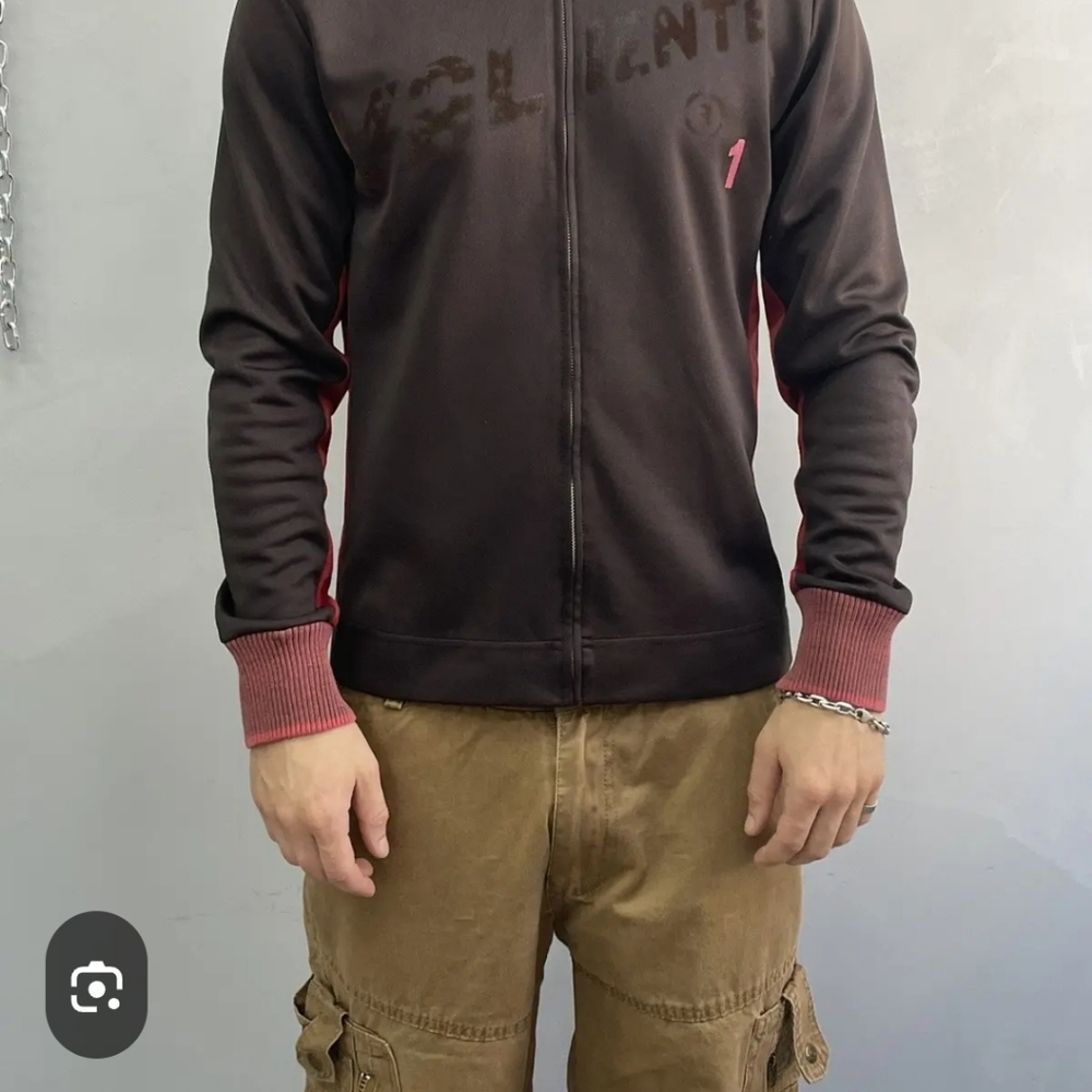 Diesel  Vintange Men Jacket Dark Brown and Red